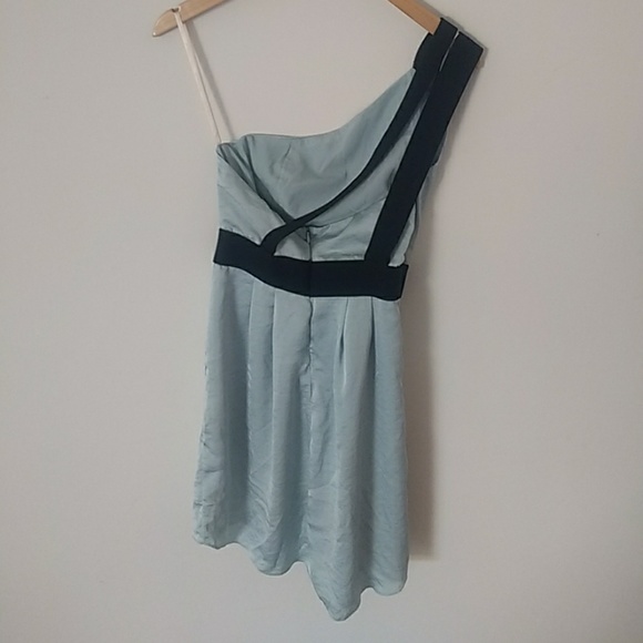BCBG Generation Grecian One Shoulder Blue Dress - Picture 3 of 8